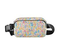 Abstract Leopard Cheetah Skin Shapes Women Men Cute Crossbody Bag Waist Packs for Shopping Sports Work, Hand Drawing Camouflage Wavy, One Size