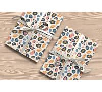 Abstract Leopard Print Wrapping Paper - Modern Orange Pink Blue Animal Spot Gift Wrap for Women, Teens & Trendy Birthdays W37 (Medium Sheet - 42 x 58cm / 15.7" x 22.8" inches)