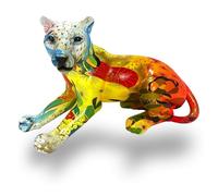 Abstract Leopard Statue Colorful Big Cat Sitting Unique Table Sculpture, Great Gift Animal Figurines Home Décor, Desktop Art Figure, Hunter Crafts Decorations for Home Office (Gradient Yellow Orange)