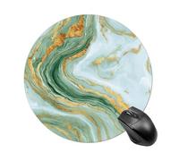 Abstract Light Green Marble Gold Veining Mousepad Round Computer Mousepad Waterproof Gaming Mousepads with Non-Slip Rubber Base Mousepads Mousemat for Laptop Office 20 CM