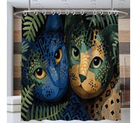 Abstract Line Cat Shower Curtains 180 * 200cm for Bathroom Decor, Retro Art Animal Shower Curtain, Waterproof Polyester Fabric Bath Curtain, Multicolor