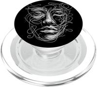 Abstract Line Face Illustration - Minimalist Scribble Style PopSockets PopGrip for MagSafe