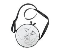 Abstract Line Lover Round Cross Body Purse Women Practical with Adjustable Strap Side Bags Go shopping Canvas Messenger Purse