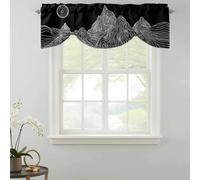 Abstract Line Peaks Tie Up Valances Curtain, Modern Geometric Lines Sunset Hills Moutains Black Adjustable Rod Pocket Short Window Treatment Tie Up Curtains Valances for Kitchen Bathroom 42x18 Inches