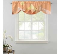 Abstract Line Peaks Tie Up Valances Curtain, Modern Geometric Lines Sunset Hills Moutains Orange Adjustable Rod Pocket Short Window Treatment Tie Up Curtains Valances for Kitchen Bathroom 60x18 Inches