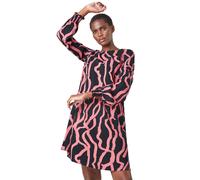Roman Originals Abstract Line Print Swing Dress for Women UK - Ladies Everyday Autumn Winter Round Neckline Comfy Soft Evening Vacation Work Party Night Out - Rose - Size 10