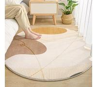 Abstract Line Round Rug,Modern Minimalist Bedroom Sand Color Area Rugs,Boho Art Nursery Throw Mat(Light Gray,80x80cm)