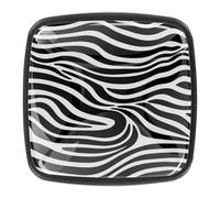 Abstract Line Zebra Pattern Black Drawer Dresser Knobs Round Cabinet Knobs Furniture Cupboard Kitchen Pull Handles for Bathroom Bedroom Set of 4