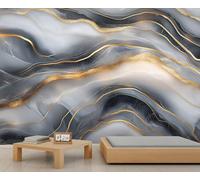 Abstract Lines Mural Wavy Shapes Wallpaper Luxurious Marble Wall Mural Statement Wall Restaurant Diner Large-Scale Art Decor Photo Panoramic Accent (Non-self-Adhesive)