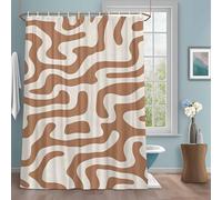 Abstract Lines Shower Curtain with 12 Hooks Brown Water Ripple Modern Art Simple Style Waterproof Fabric Shower Curtains Sets for Bathroom Bath Decorations, Machine Washable, 72"x72"