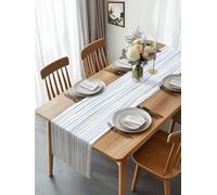 Abstract Lines Texture Table Runner 108 Inches Long, Modern Blue Stripes Washable Table Runners Heat-Insulation Kitchen Dining Table Decorations for Home Party Decor 13x108in