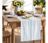 Abstract Lines Texture Table Runner 120 Inches Long, Modern Blue Stripes Washable Table Runners Heat-Insulation Kitchen Dining Table Decorations for Home Party Decor 13x120in