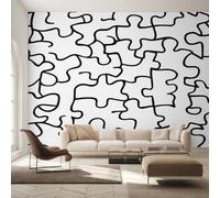 Abstract Lines Wallpaper for Living Room & Bedroom & Hallway, Non-Woven Modern Minimalist Mural Wallpaper, Wall Mural Wall Decoration 350 x 256 cm (WxH) K-MZ&4