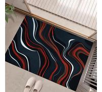 Abstract Lines Washable Door Mats Indoor, Modern Style Mat Absorbent Non-Slip Low Profile Doormat For Entrance, Inside, Kitchen, Front Back Door, Pets Dogs- 45 X 75 Cm, Blue
