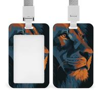 Abstract Lion Face Modern Art ID Badge Holder Retractable Clip Card Holder Card Protector Name Badge Name Tag for Work Office Doctor Nurse