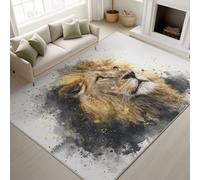 Abstract Lion Ink Splashes Dots Soft Carpet Runners for Hallway Non-Slip 60 x 120 cm, Rugs Printed Design Bedroom， White Light Khaki Bedside Carpets for Kitchen, Lounge, Office, Parlor