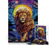Abstract Lion Stained Glas Hard Jigsaw Puzzle for Adults 1000 Pieces Serene Game Creative Craft Real Challenge Perfect Decor (38x52cm)