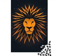 Abstract Lion Vector Portrait with Spiked Mane Adult Jigsaw Puzzle, 1000 Pieces, 70x50cm/1000pcs, Screen-Free Leisure, Focused Puzzle Time And Year-Round Leisure