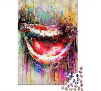 Abstract Lips Art 1000 Pc Thickened Paper Puzzle Grown-Ups Relaxation Hobby Easy Store Engaging Brain Teaser 38x26cm/1000pcs