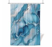 Abstract Liquid Art Shower Curtain for Bathroom, Gary Blue Marble Texture Waterproof Cloth Fabric Bathroom Accessories Set with 12 Rust Proof Plastic Hooks, 56” x 78”