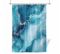 Abstract Liquid Art Shower Curtain for Bathroom, Modern Gary Blue Marble Texture Waterproof Cloth Fabric Bathroom Accessories Set with 12 Rust Proof Plastic Hooks, 60” x 72”