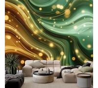 Abstract Liquid Gold Green Marble Wall Mural, Multicolored Mural Wallpaper for Living Room Bedroom Decor Poster Art - Non-Woven Premium Art Print Fleece Photo Wallpaper 400x280 cm Wall Covering