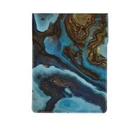 Abstract Liquid Marble Blue Golden, PU Leather Laptop Sleeve, Notebook Bag Laptop Case Sleeve Tablet Briefcase