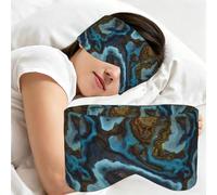 Abstract Liquid Marble Blue Golden, Sleep Mask for Home Travel, Full Eye Covers Light Blocking Eye Mask Sleep Eye and Ear Muffs