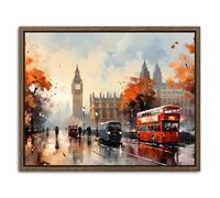 Abstract London Canvas Wall Art for Living Room Vintage Big Ben Landscape Wall Decor Retro British City Scenery Paintings Street View Framed Artwork for Bedroom Office Home Decorations 20x25cm