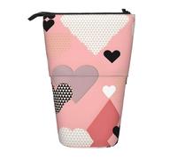 Abstract Love Chart Expandable Stand Pencil Pouch, Multi-Design Oxford Fabric, Adjustable Height, Multi-Use Cosmetic Bag