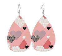 Abstract Love Chart Leather Earring. Stylish teardrop shape, perfect for women, and a great decorative choice for parties and holidays.