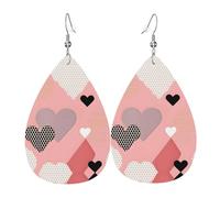 Abstract Love Chart Leather earrings, teardrop-shaped pendant jewelry, versatile and stylish women's accessories.