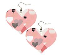Abstract Love Chart Prints Stylish Heart-Shaped Earrings Lightweight Women'S Accessories Perfect For Parties And Valentine'S Day.