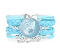 Abstract,Lucky,Butterfly,Projection,Adjustable,Leather,Braided,Bracelet Blu