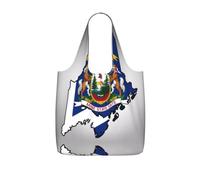 Abstract Maine State Flag Map03 Print Grocery Bags Storage Bag Handbags | Reusable Grocery Bags Foldable Polyester Tote Lightweight Washable Large Tote Bag For Daily Shopping