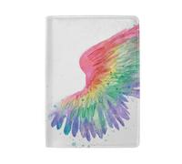 Abstract Mandala Graphic Design Passport and Card Holder Passport Covers for Women, Rainbow Color Wings
