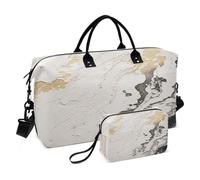 Abstract Marble Beige Gray Black Travel Duffel Bags Gym Bag Weekender Handbag with Toiletry Bag for Women Girls Men