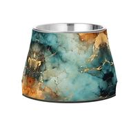 Abstract Marble Blue Pet Bowl Non Slip Anti Skid Dog Bowls Stainless Steel Stackable Food Puppy Bowl Dishes