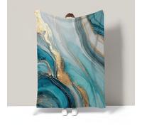 Abstract Marble Fleece Blanket Throw For Couch Bed, Dreamy Waves Decorative Blankets, Cozy Soft Lightweight Fuzzy Flannel Blanket Suitable For All Seasons, 30"X40", Light Blue