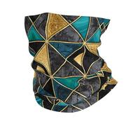 Abstract Marble Geometric Triangles Black Gold Green Unisex Face Covering Scarf Windproof Bandana Soft Snoods For Winter Cold Weather Sport Skiing