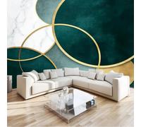 Abstract Marble Geometry Non-Woven Photo Wallpaper for Children's Room 500 x 280 cm Wall Mural Wallpaper 3D Effect Dark Green, DIY Art Mural Wall Papers, for Living Room TV Background Home Decor