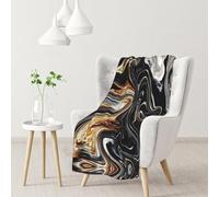 Abstract Marble Ink Texture Premium Flannel Fleece Blanket-280/320 Gsm Heavyweight, All-Over Print, Single-Sided, Soft Warm,Luxury Bedding Throw 30x40in
