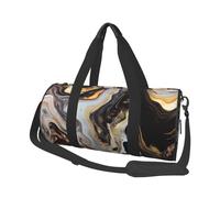 Abstract Marble Ink Texture Printed Round Travel Duffel Bag Large Overnight Weekend Bags for Hiking, Vacations, Gym, Sports