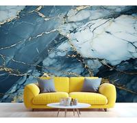 Abstract Marble Murals Blue Cracked Marble Wall Mural Modernist Luxury Wallpaper for Kids Room Bedroom 350x256cm Adhesive Large Wallpaper Stickers (Not Self-Adhesive)