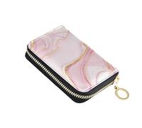 Abstract Marble Pink Womens Wallet Leather Cute Card Holder RFID Blocking Fun Zipper Card and Cash Holder