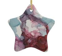 Abstract Marble Print Christmas Ornaments, Ceramic Hanging Ornament, Round Shape Decorations