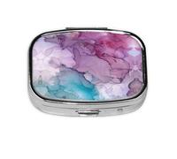 Abstract Marble Print Pill Case Portable Square Pill Box with 2 Compartments,for Purse Pill Box Travel Bag