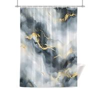 Abstract Marble Shower Curtain for Bathroom, Black Gold Gradient Crack Texture Art Waterproof Cloth Fabric Bathroom Accessories Set with 12 Rust Proof Plastic Hooks, 72” x 96”