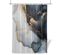 Abstract Marble Shower Curtain for Bathroom, Black Gradient Gold Crack Texture Art Waterproof Cloth Fabric Bathroom Accessories Set with 12 Rust Proof Plastic Hooks, 36” x 72”