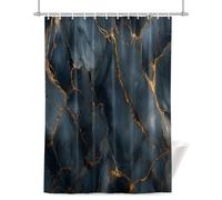 Abstract Marble Shower Curtain for Bathroom, Gradient Gold Black Texture Waterproof Cloth Fabric Bathroom Accessories Set with 12 Rust Proof Plastic Hooks, 72” x 96”